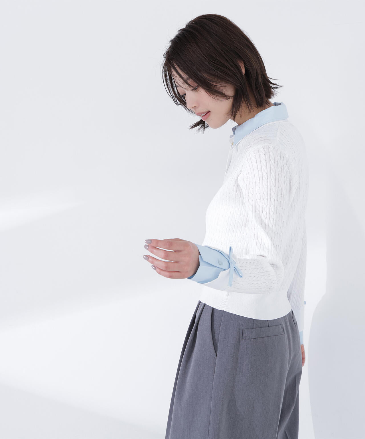 【6/12 10:00~6/15 SPECIAL COUPON 対象商品】【Oggi.jp掲載】シャツドッキングケーブルニット