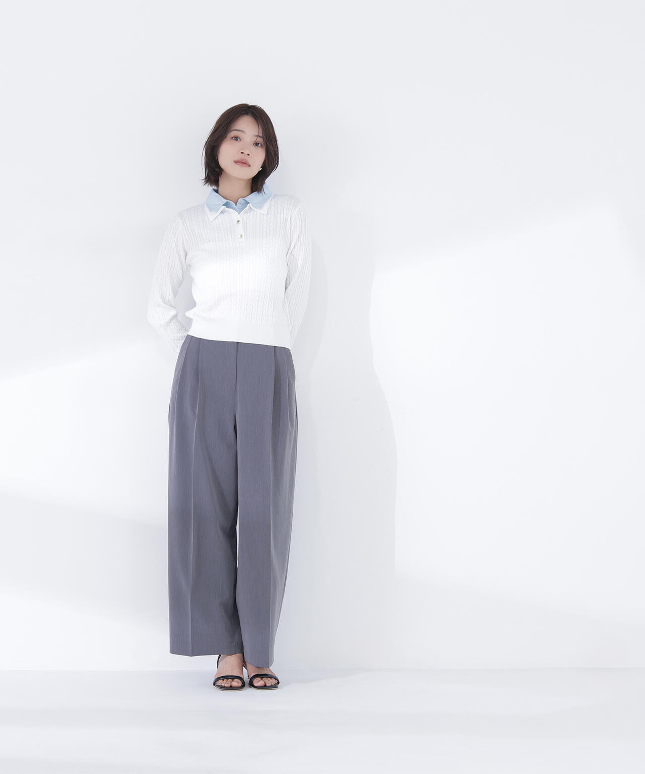 シャツドッキングケーブルニット