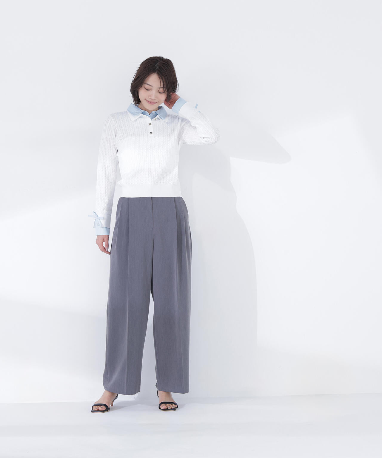 【6/12 10:00~6/15 SPECIAL COUPON 対象商品】【Oggi.jp掲載】シャツドッキングケーブルニット