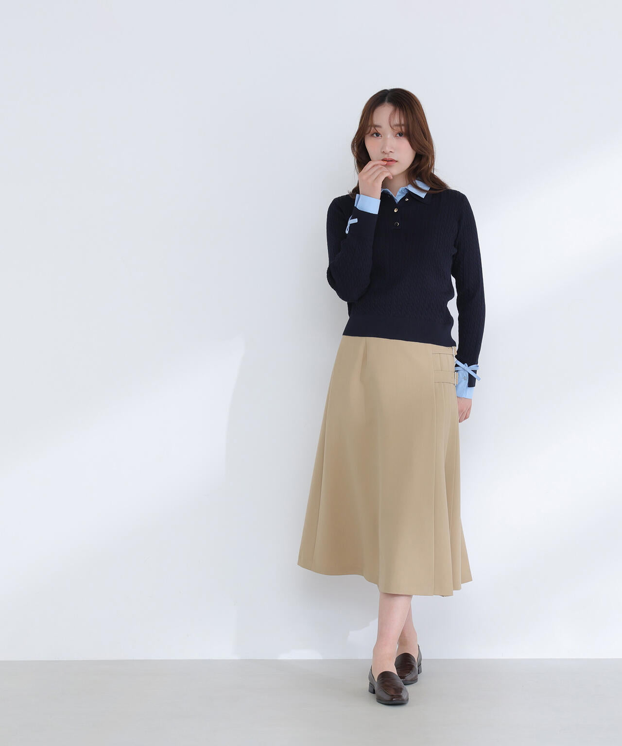 【6/12 10:00~6/15 SPECIAL COUPON 対象商品】【Oggi.jp掲載】シャツドッキングケーブルニット