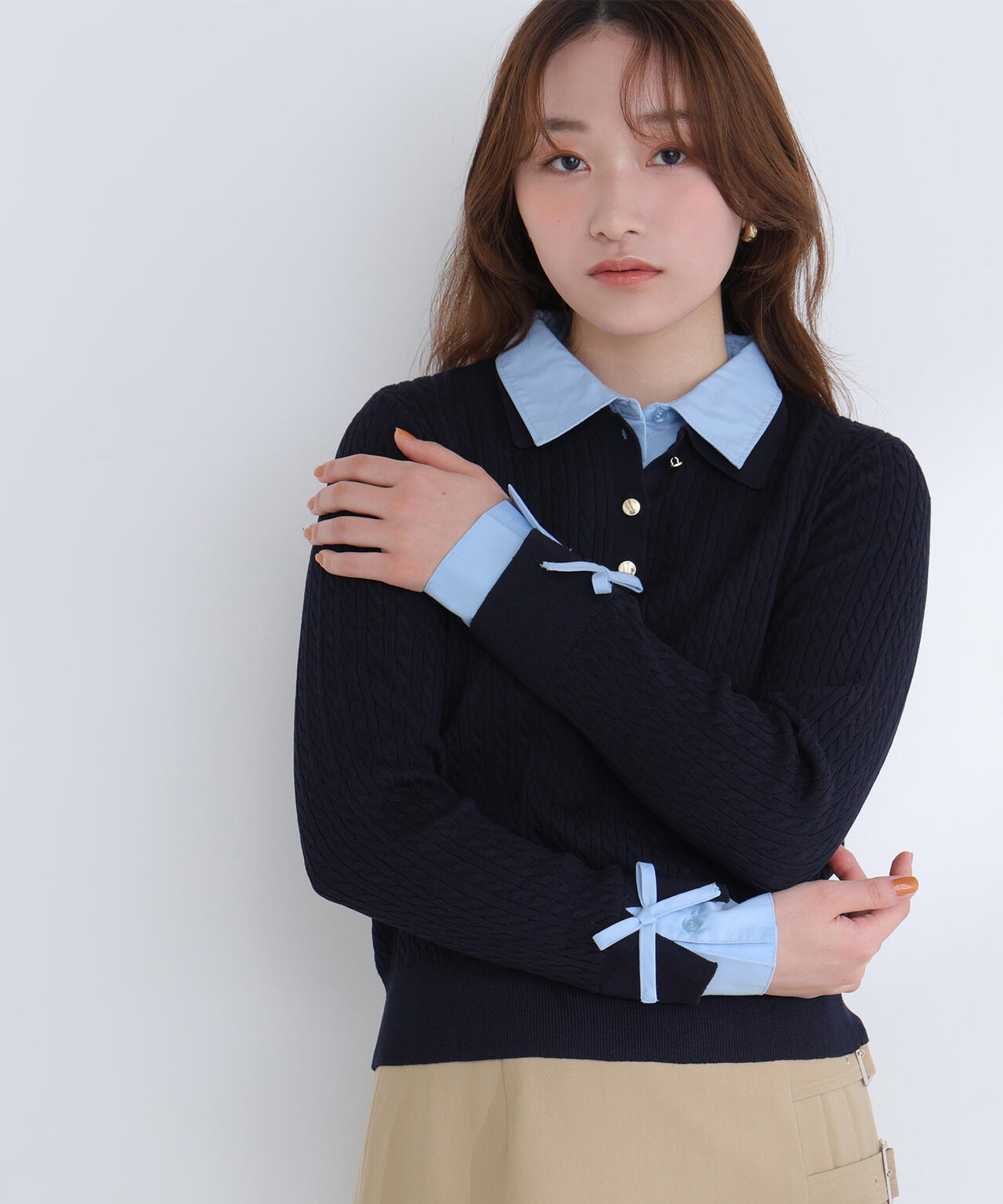 シャツドッキングケーブルニット