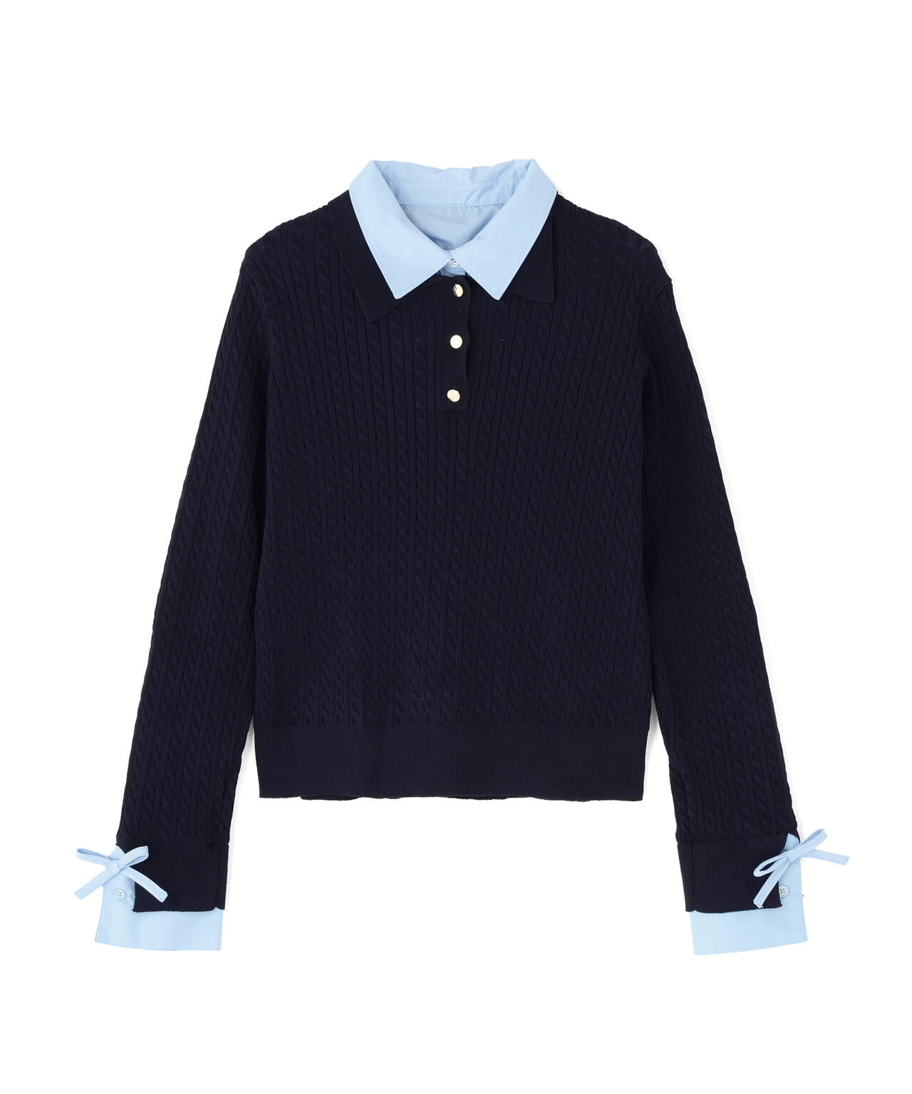 【6/12 10:00~6/15 SPECIAL COUPON 対象商品】【Oggi.jp掲載】シャツドッキングケーブルニット