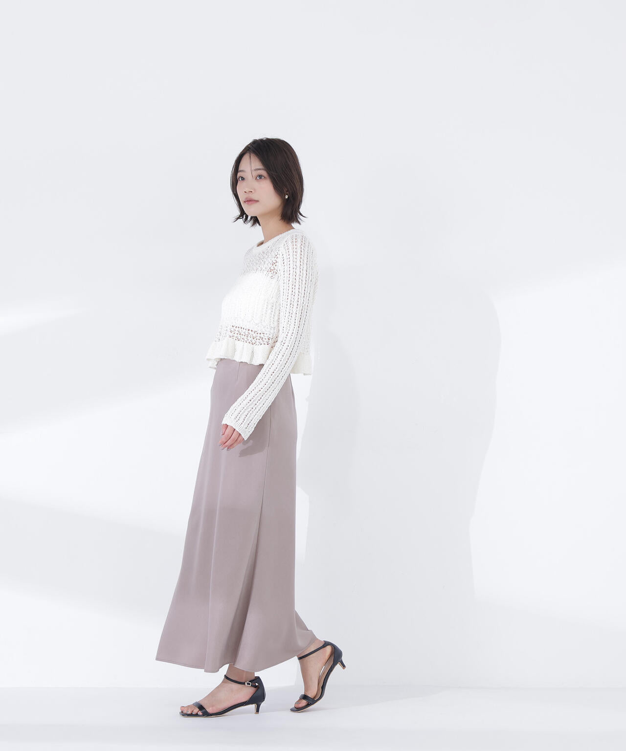 【sweet4月号掲載】【WEB限定商品】クロップドレースメッシュニット