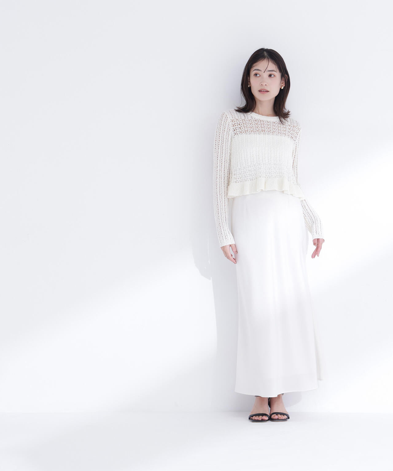 【sweet4月号掲載】【WEB限定商品】クロップドレースメッシュニット