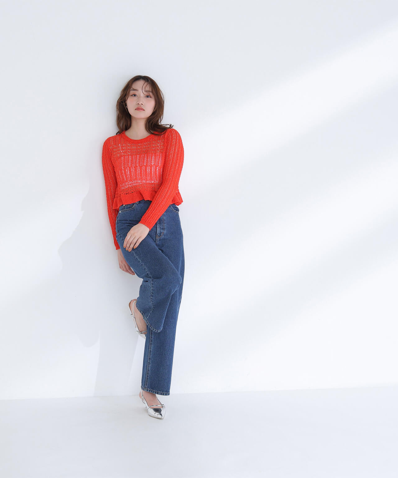 【sweet4月号掲載】【WEB限定商品】クロップドレースメッシュニット