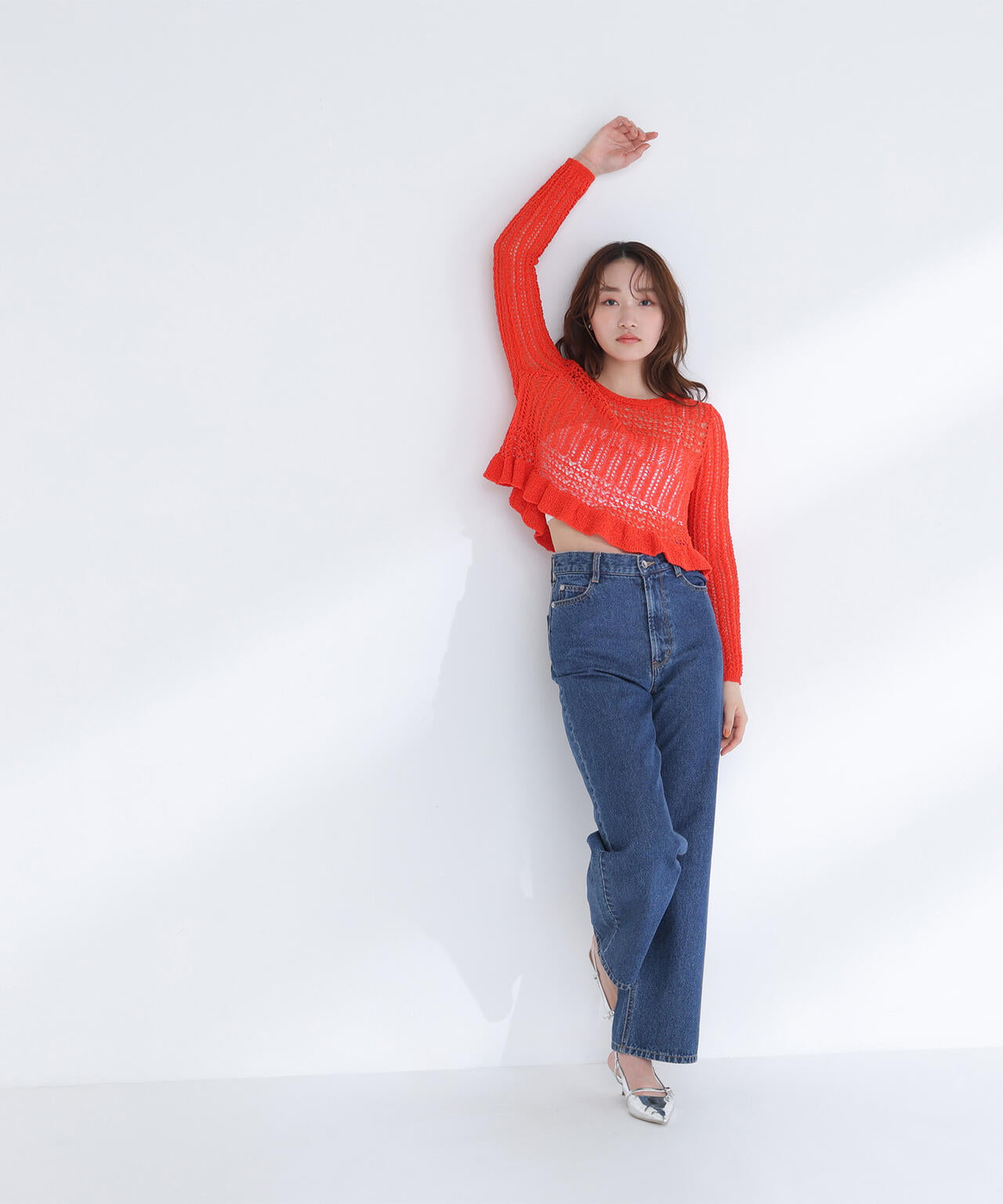 【sweet4月号掲載】【WEB限定商品】クロップドレースメッシュニット