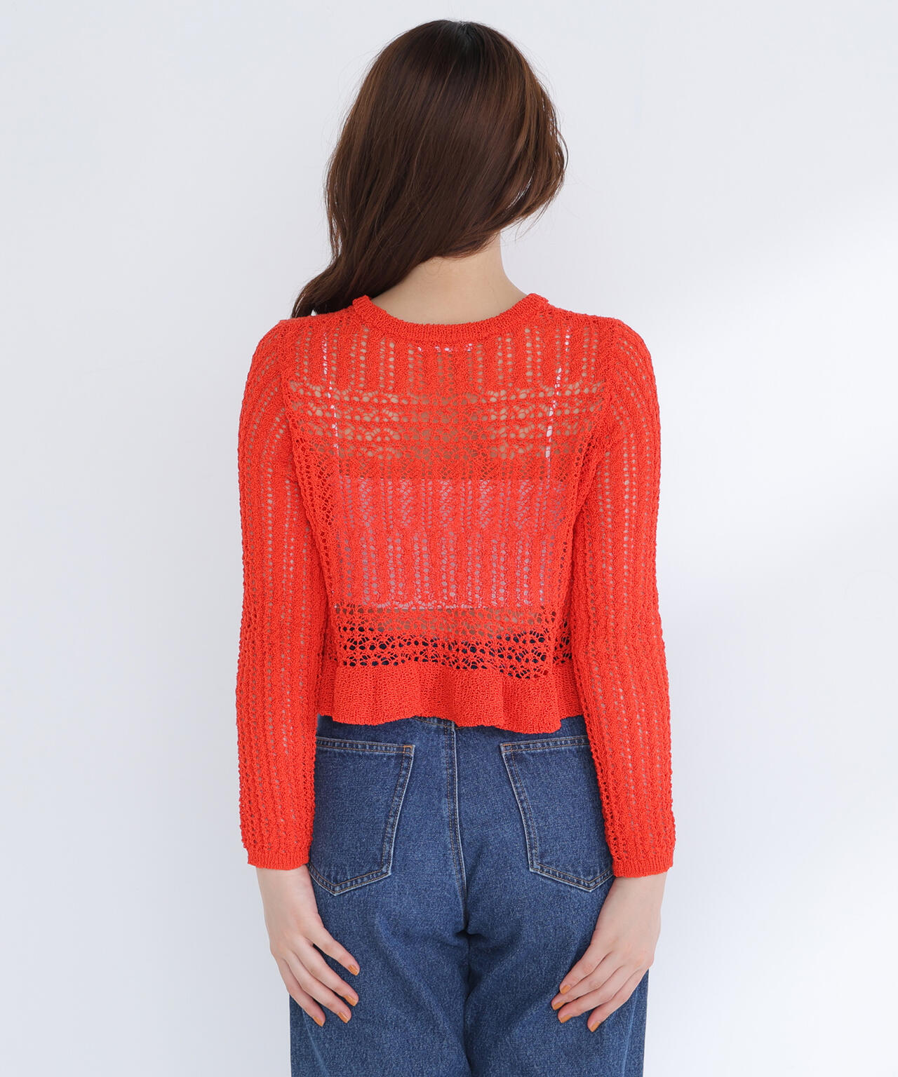 【sweet4月号掲載】【WEB限定商品】クロップドレースメッシュニット