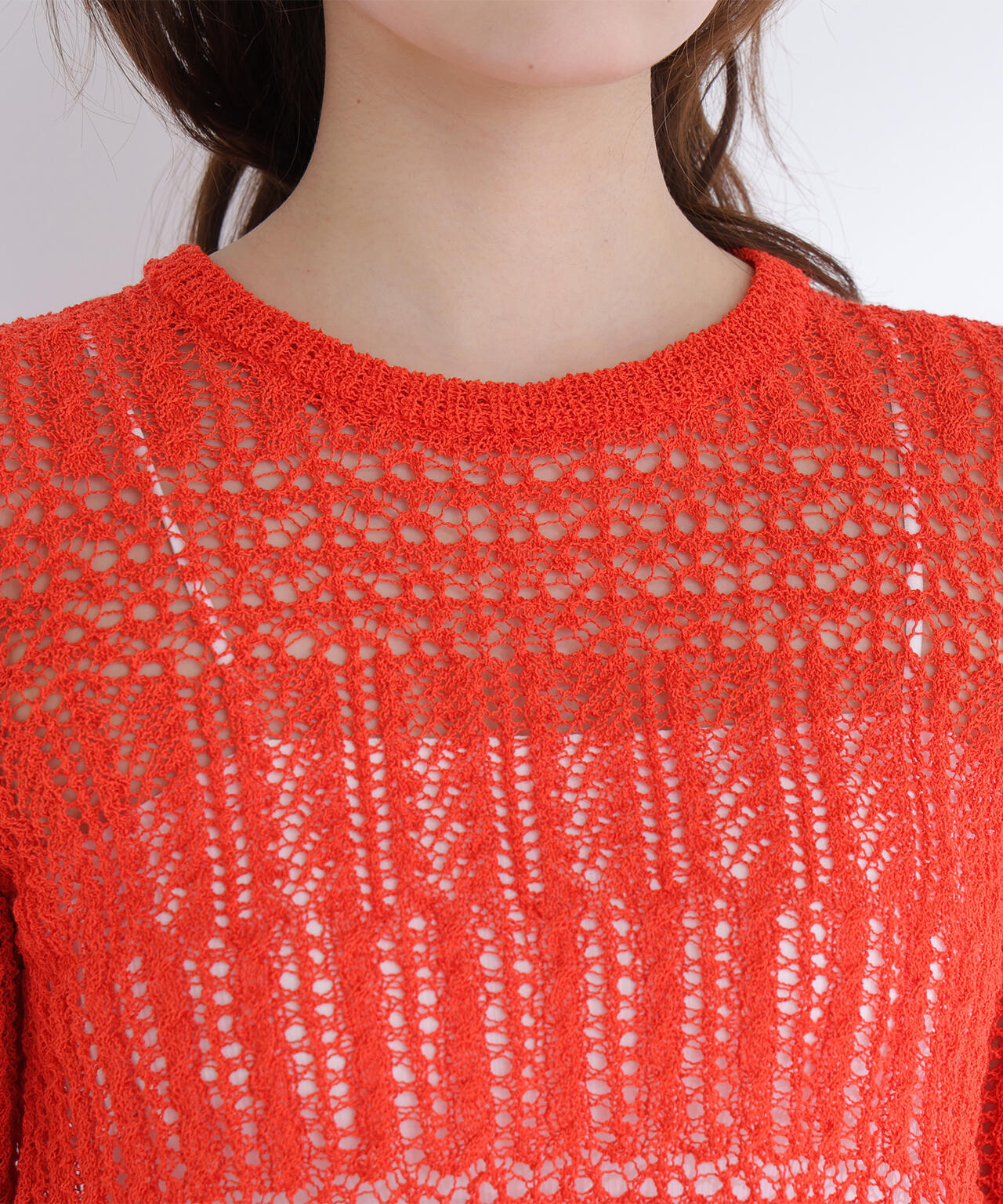 【sweet4月号掲載】【WEB限定商品】クロップドレースメッシュニット