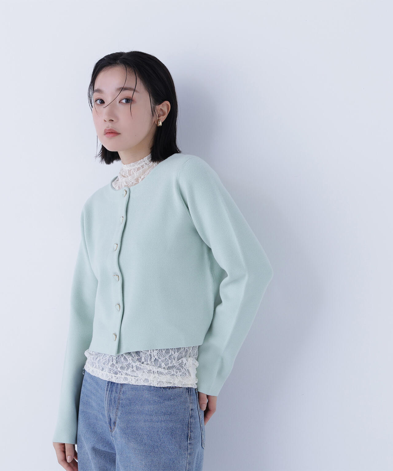 ハートボタンニットジャケット