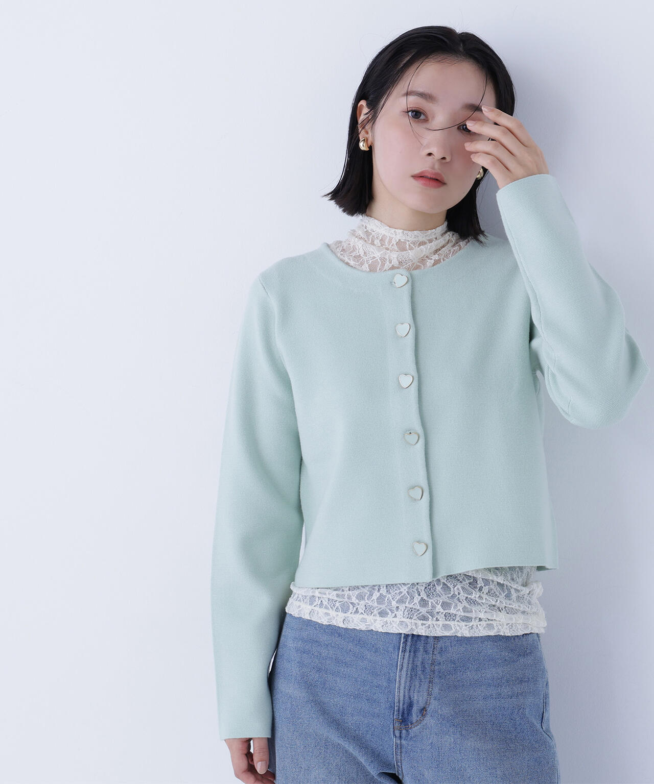 ハートボタンニットジャケット