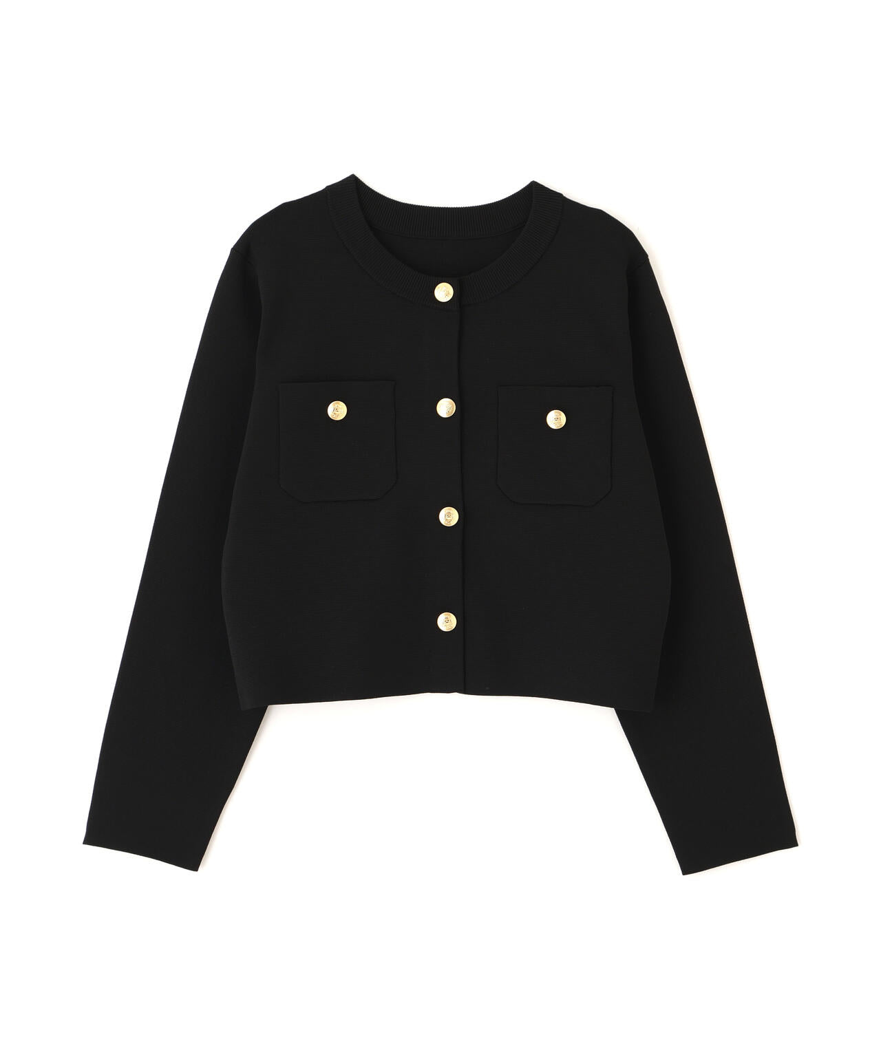 エンブレムボタンニットジャケット