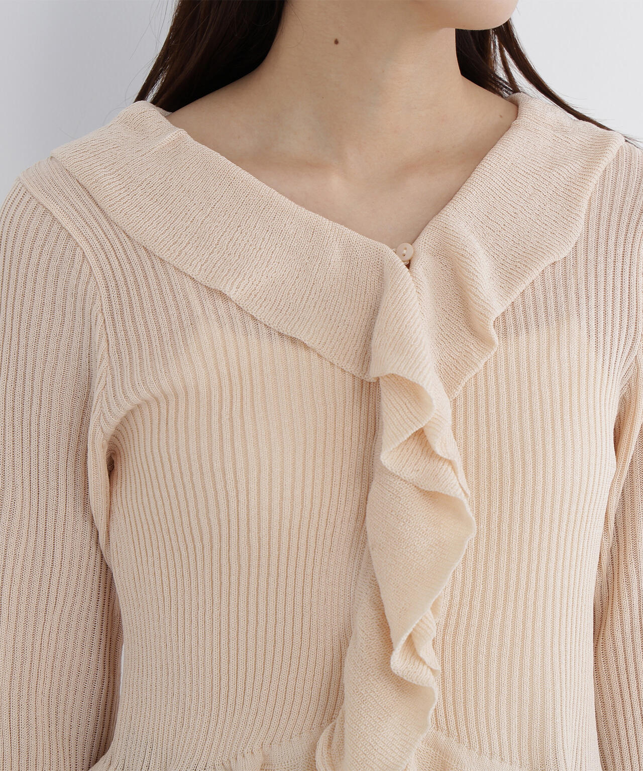 フリルトリムカーディガン