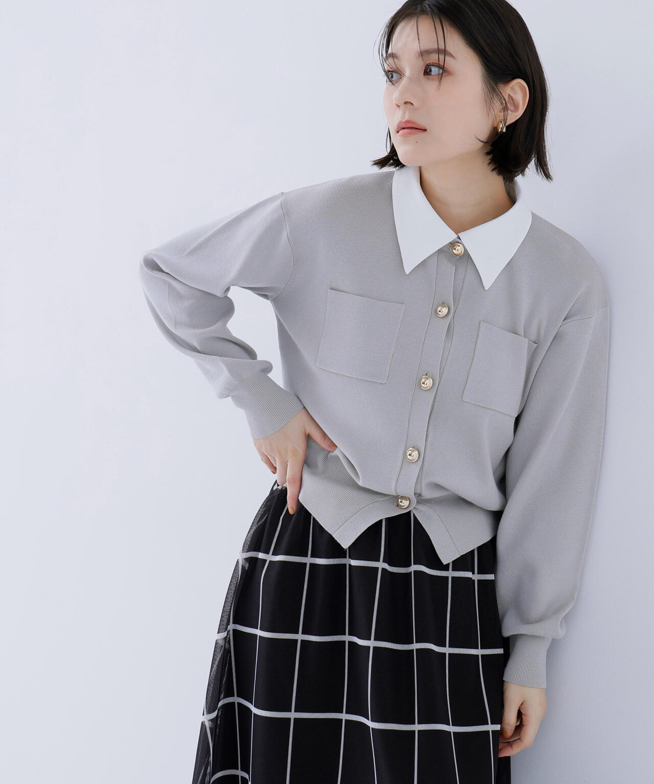 <CLASSY.掲載>2wayカラーニットカーディガン