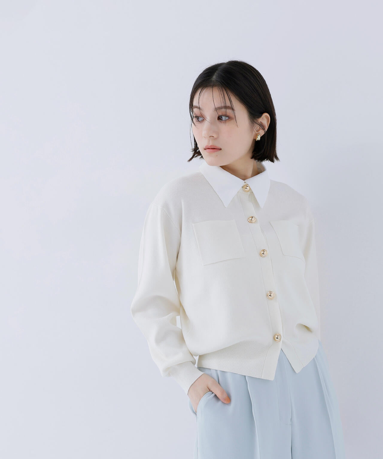 2wayカラーニットカーディガン