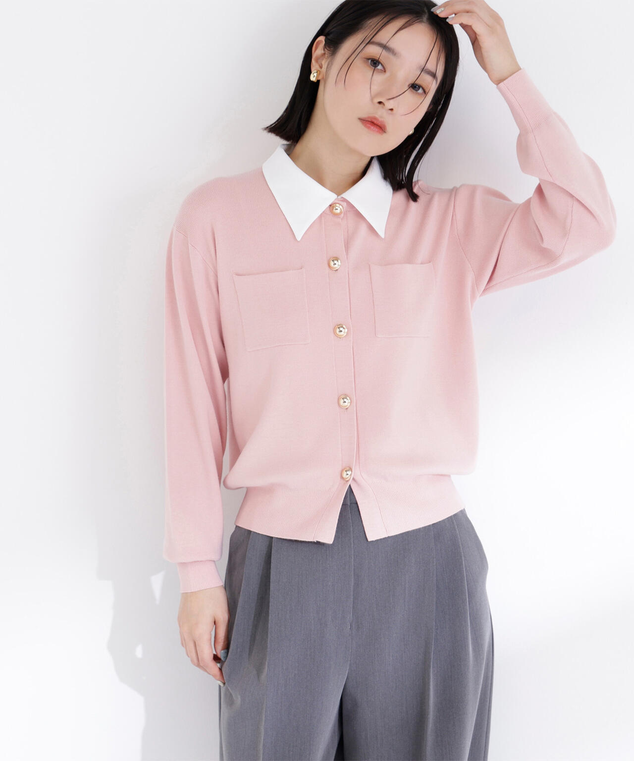 【一部店舗・mix.tokyo 限定カラー:ピンク】2wayカラーニットカーディガン