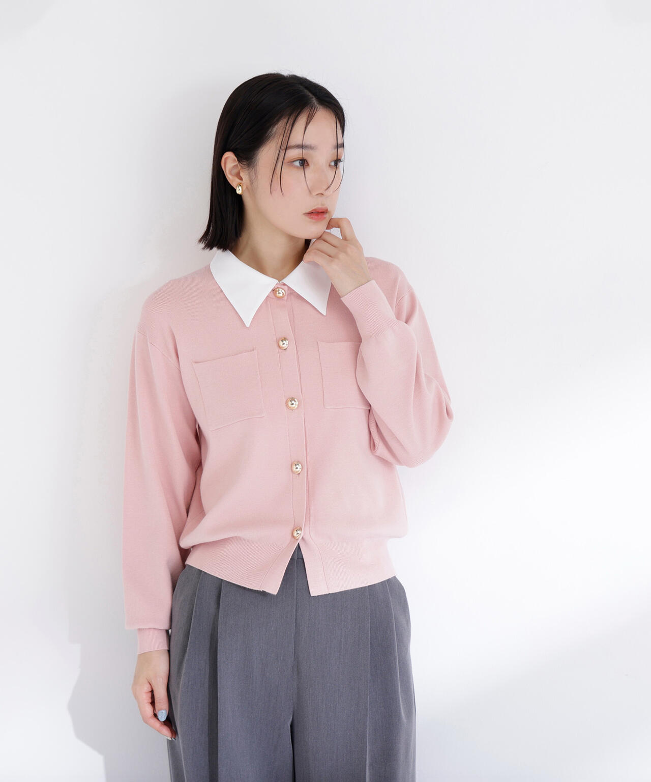 【一部店舗・mix.tokyo 限定カラー:ピンク】2wayカラーニットカーディガン