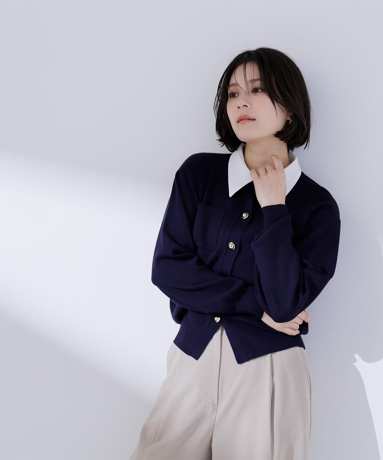 <CLASSY.掲載>2wayカラーニットカーディガン