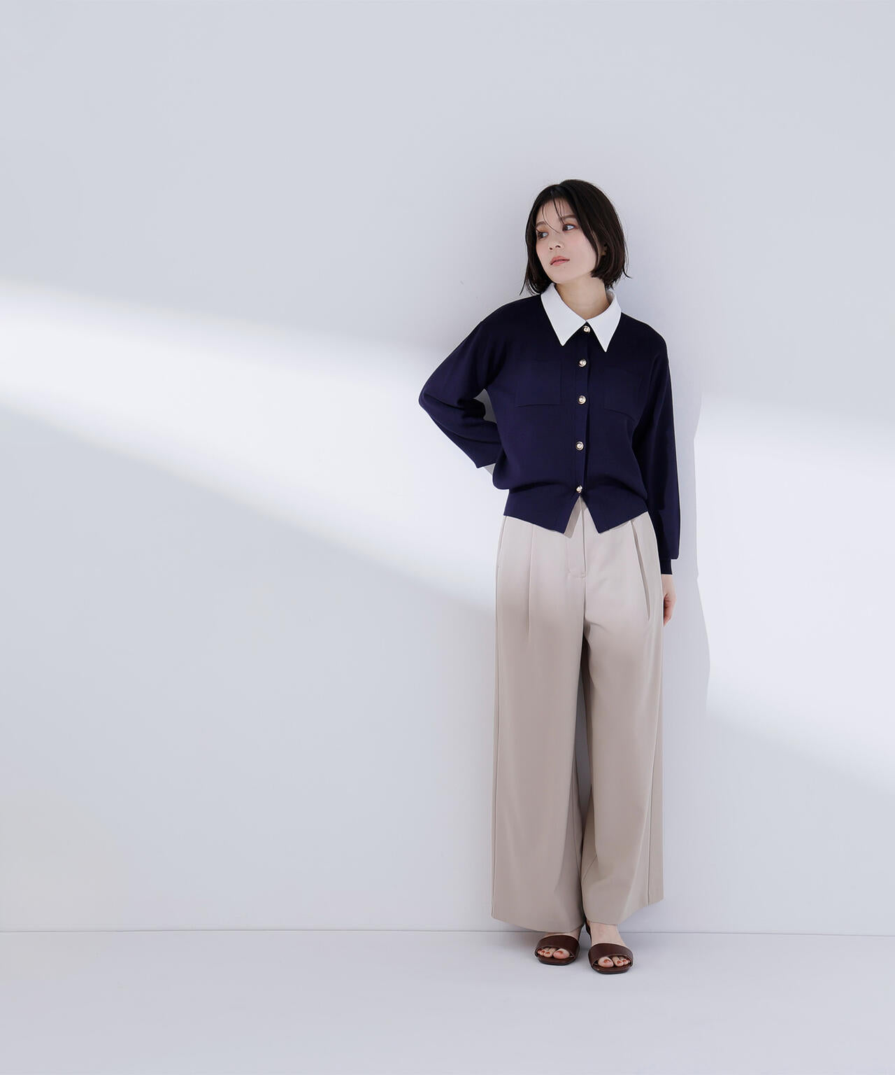 2wayカラーニットカーディガン