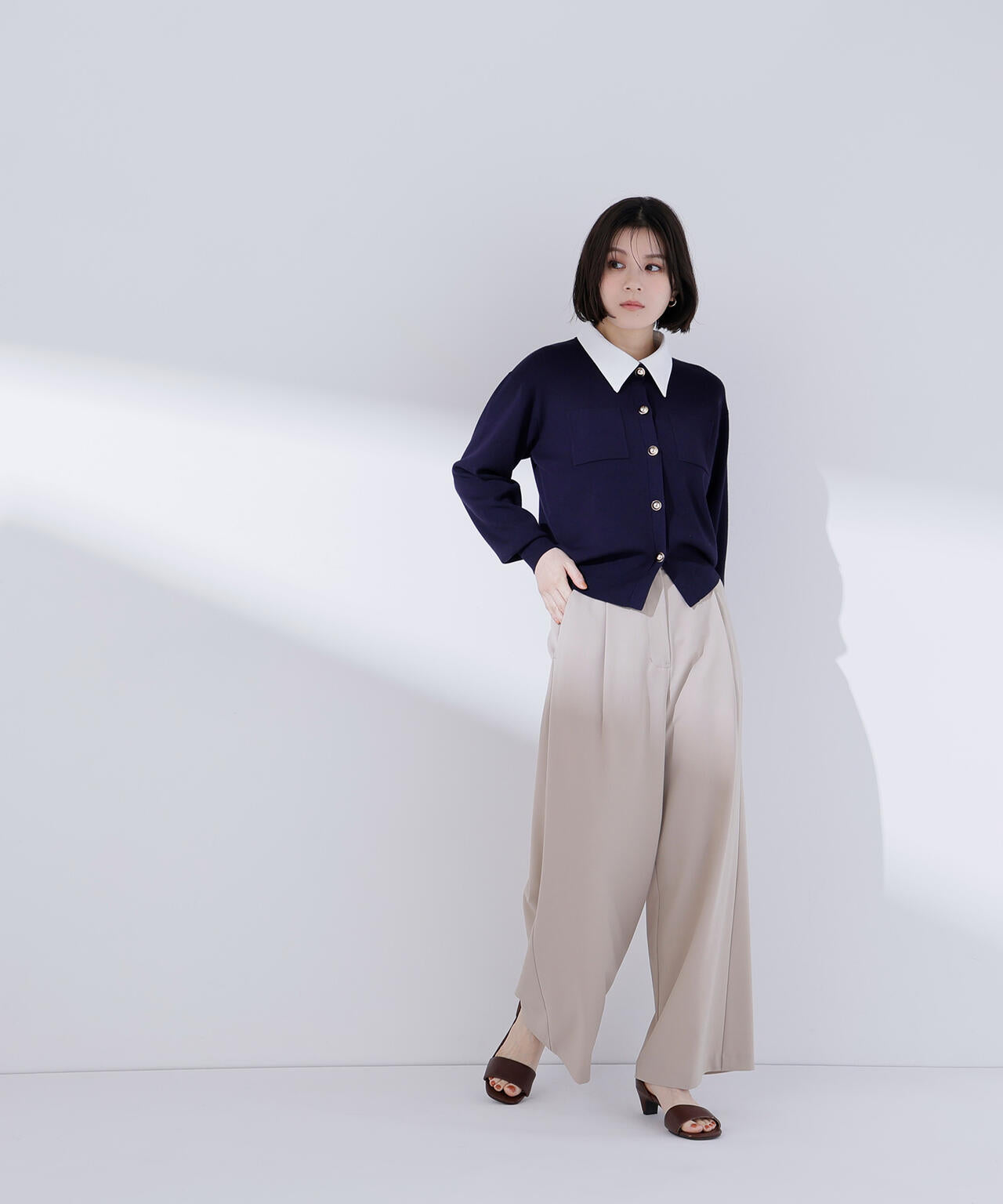 <CLASSY.掲載>2wayカラーニットカーディガン