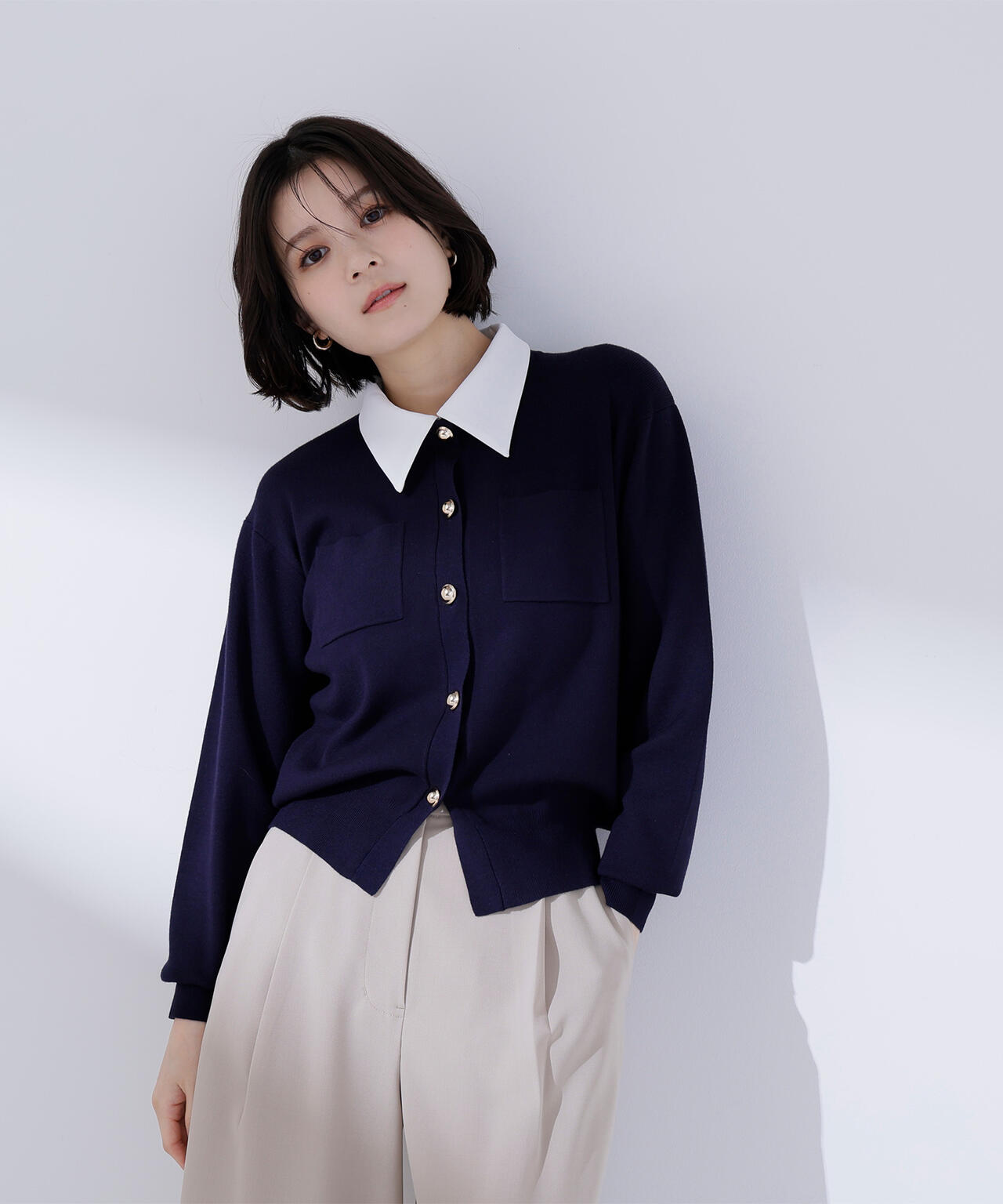 <CLASSY.掲載>2wayカラーニットカーディガン
