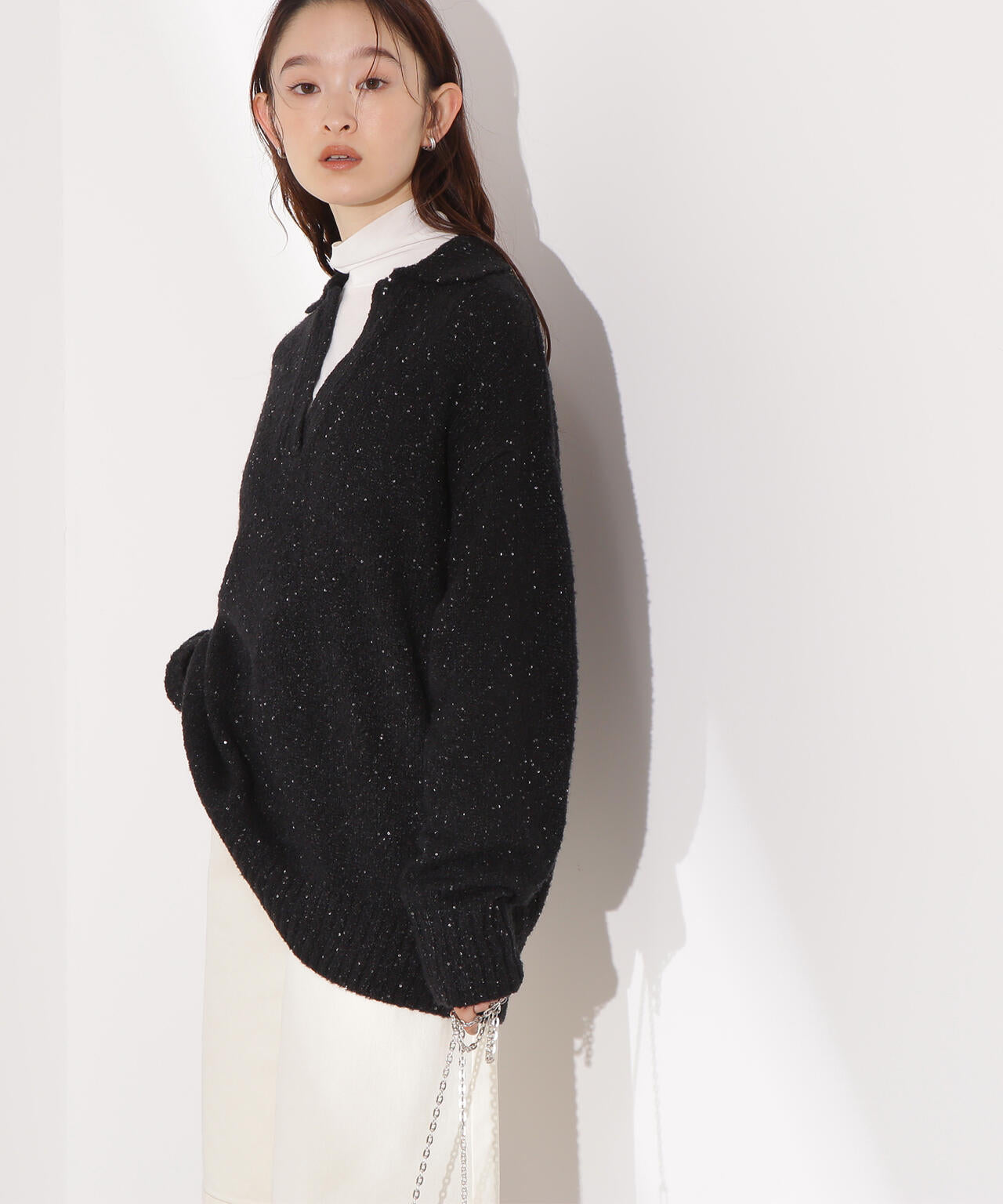 スパンコールスキッパーニット