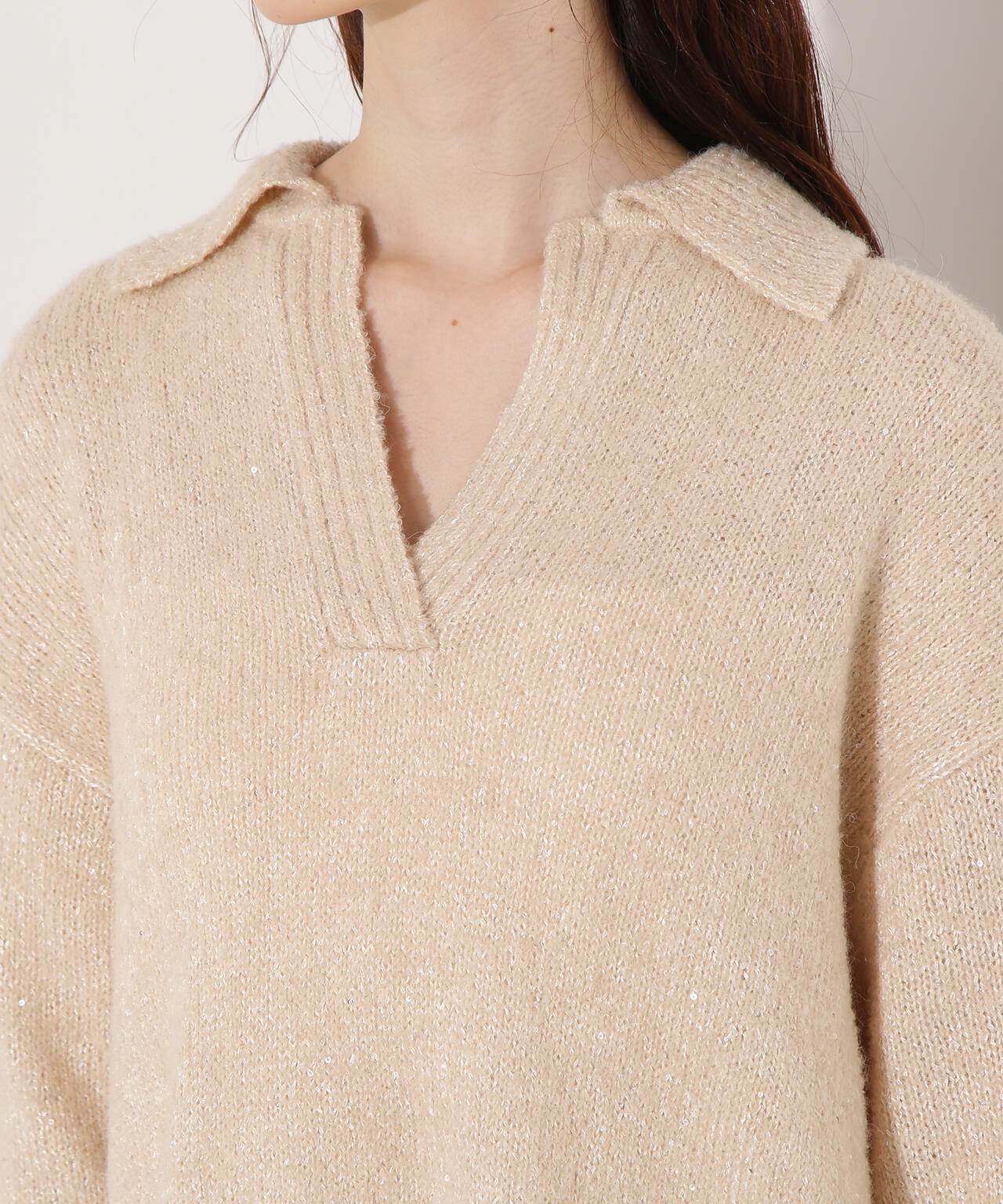 スパンコールスキッパーニット