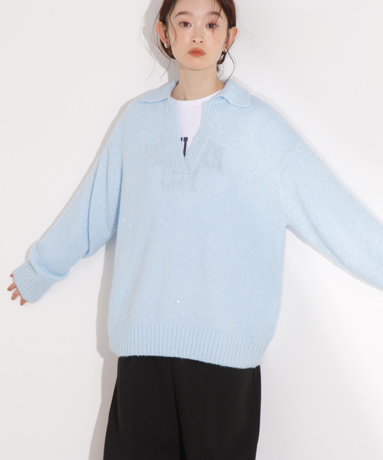 スパンコールスキッパーニット