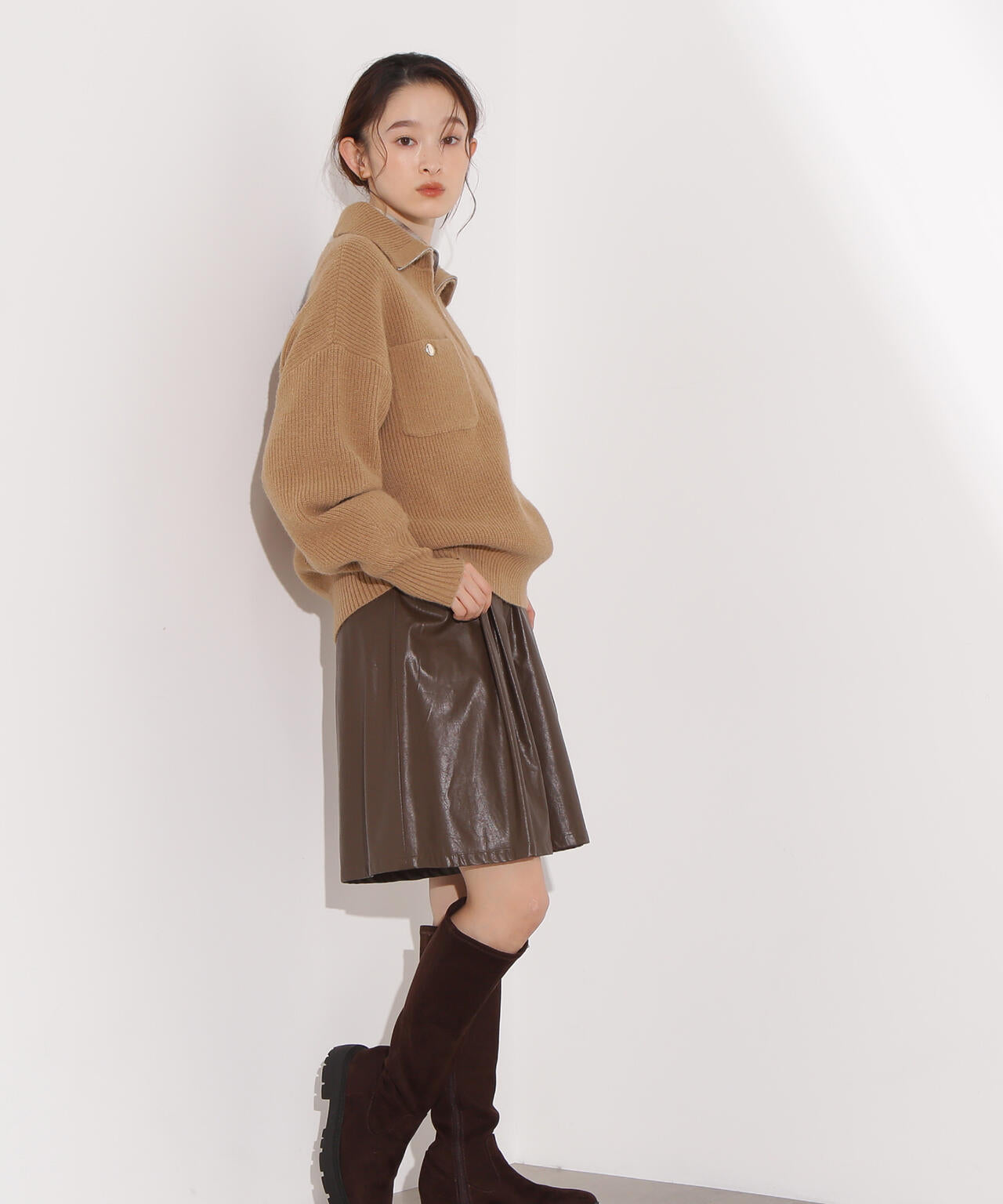 ハーフジップオーバーニット