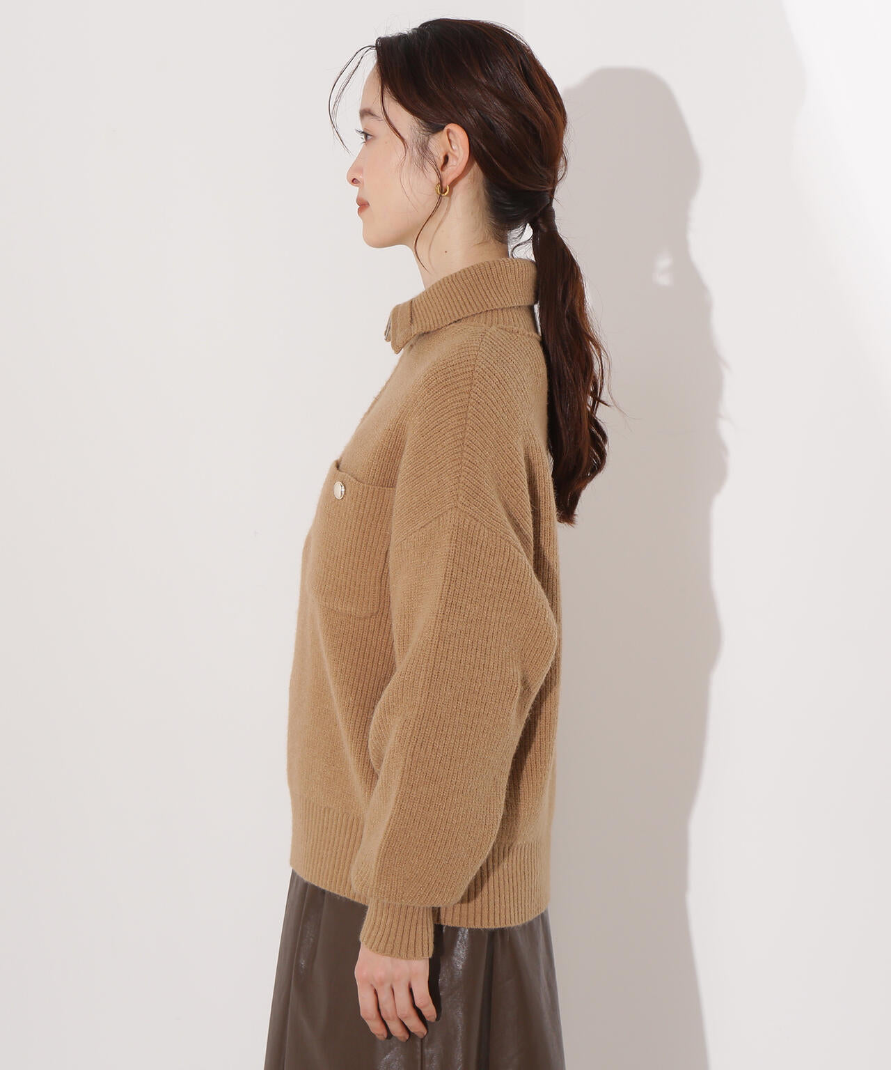 ハーフジップオーバーニット