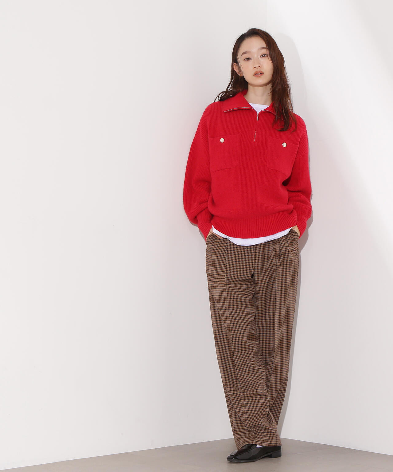 ハーフジップオーバーニット