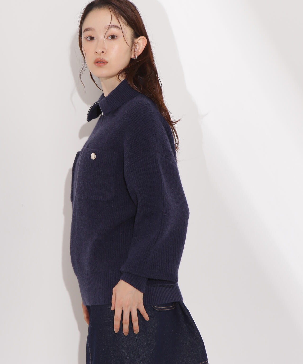 ハーフジップオーバーニット