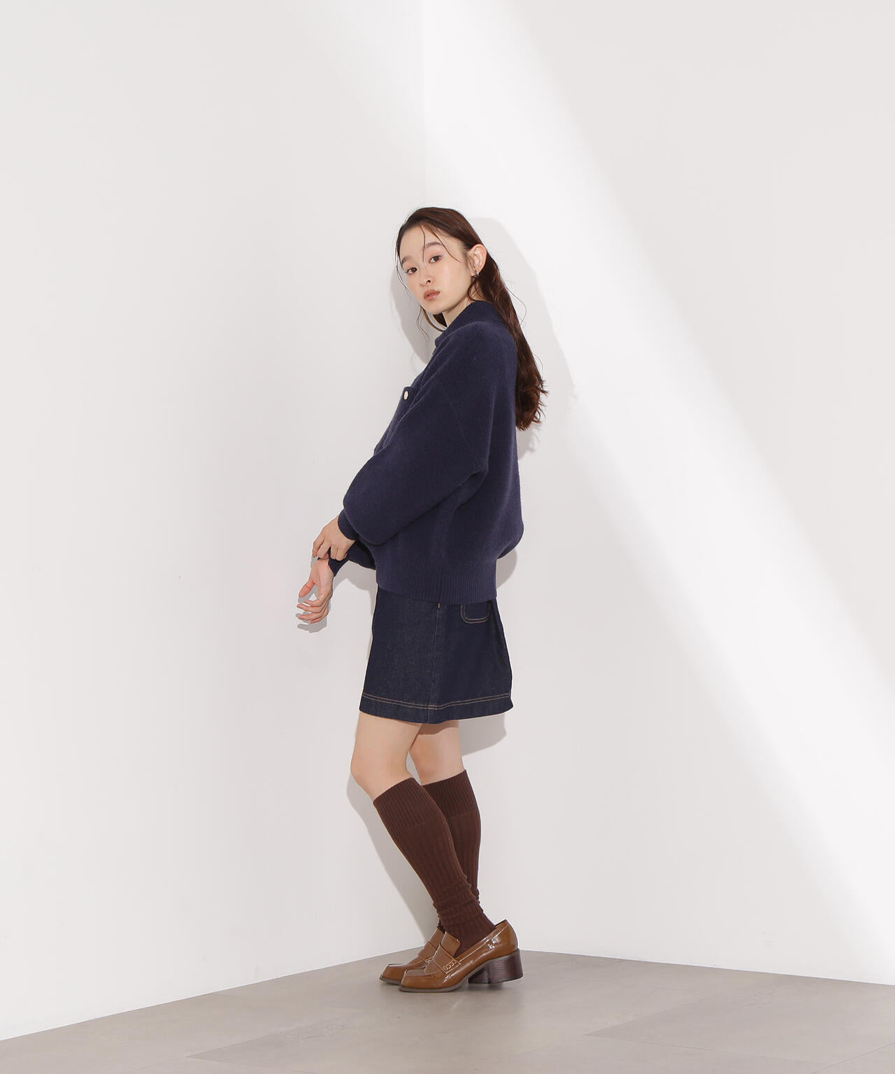 ハーフジップオーバーニット