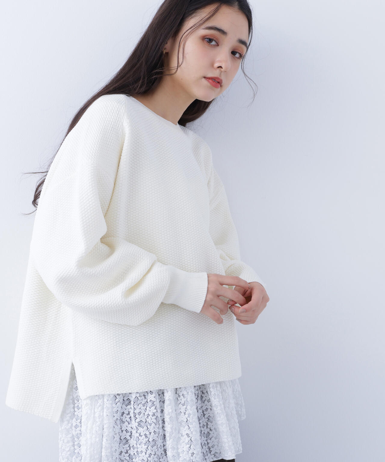 鹿の子オーバーニット