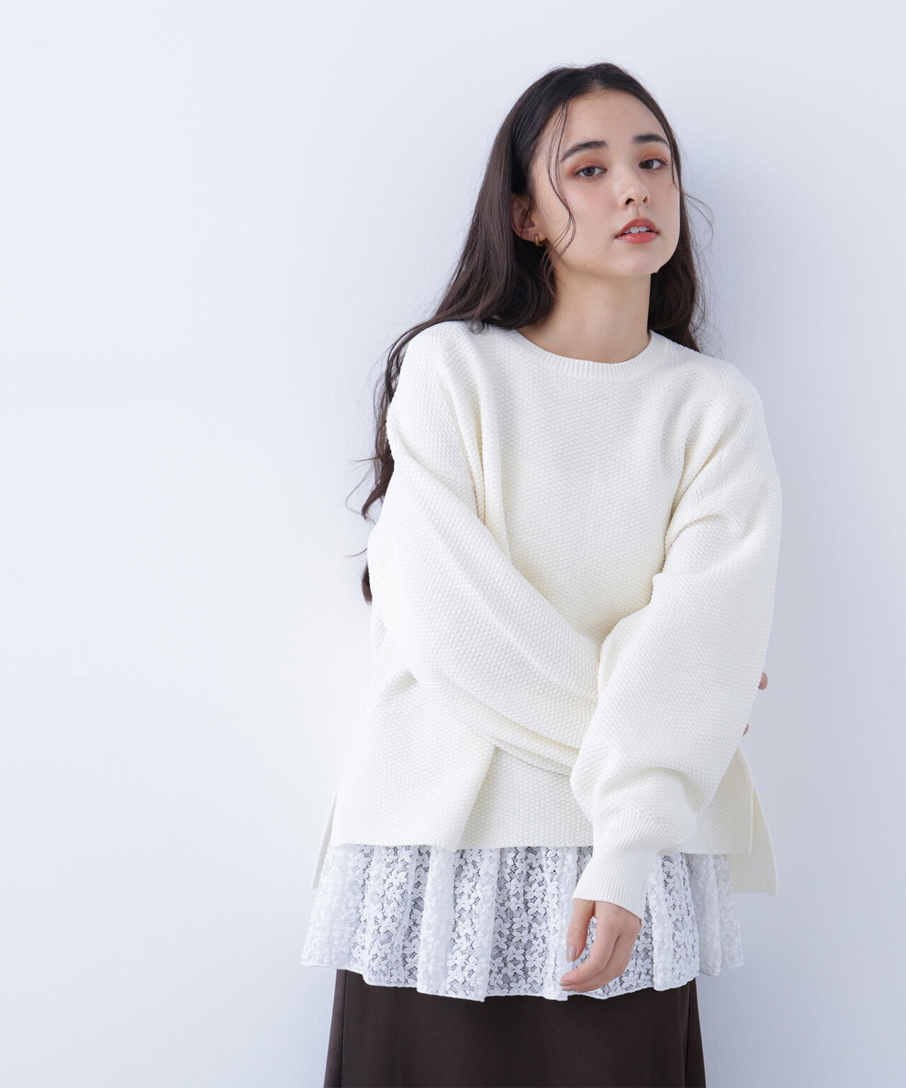 鹿の子オーバーニット