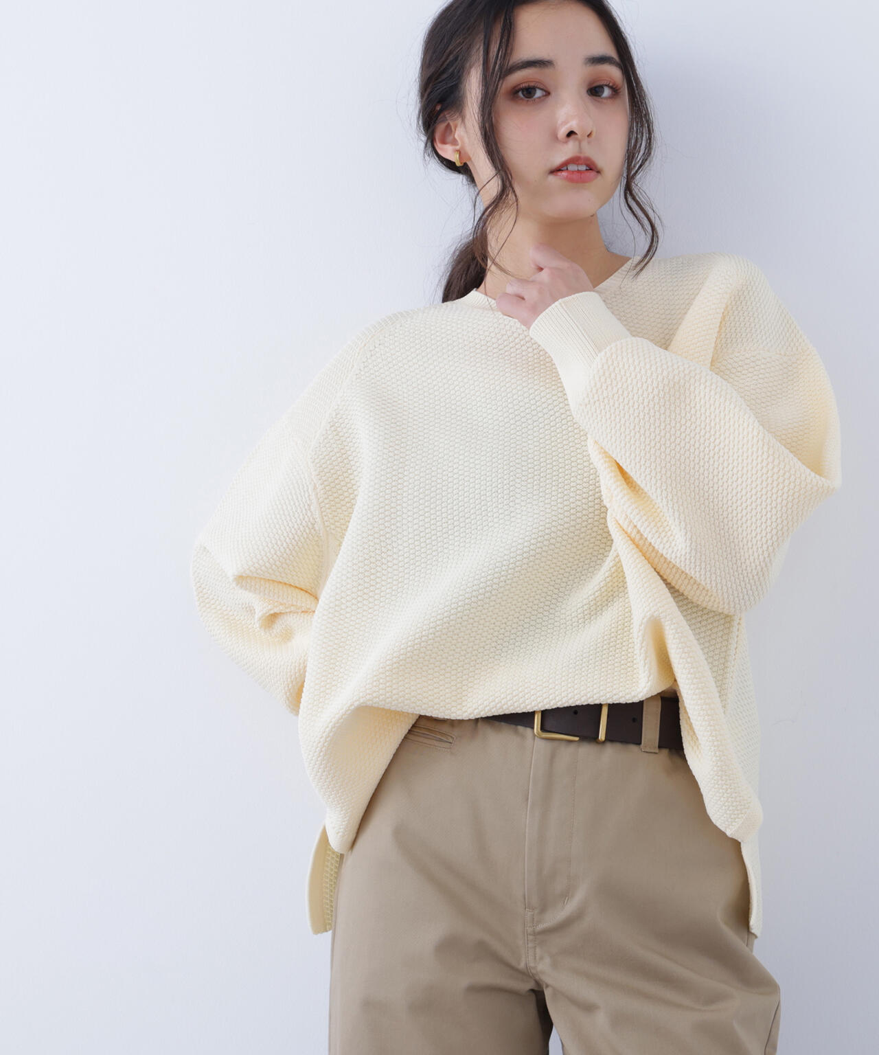鹿の子オーバーニット