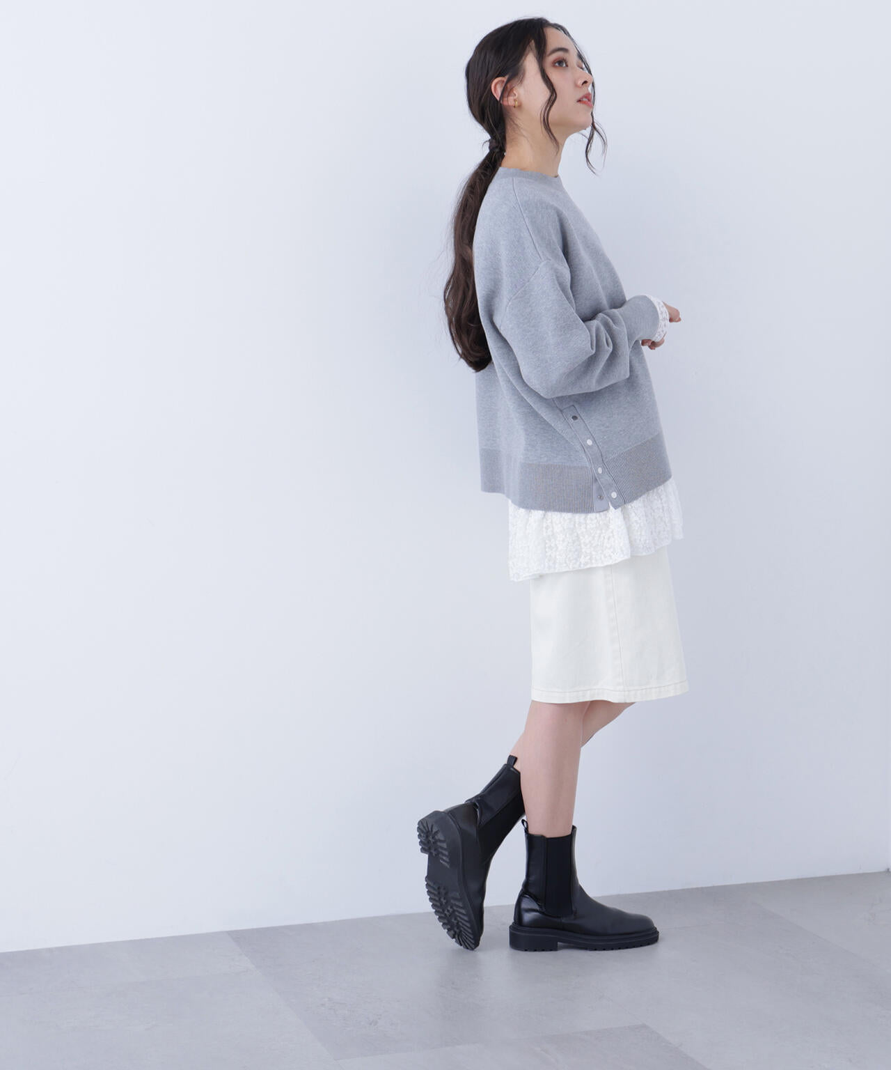 サイドスリットボクシーニット