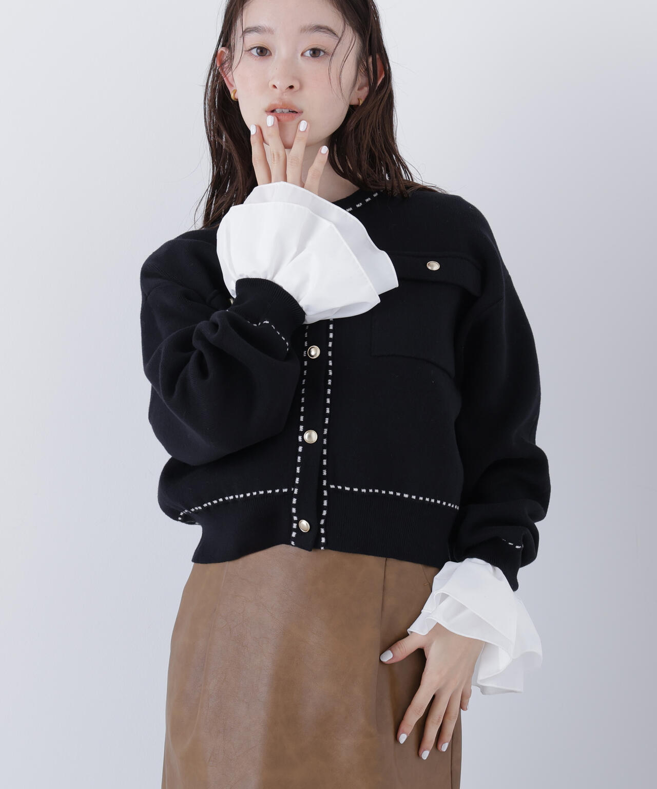 ステッチニットジャケット