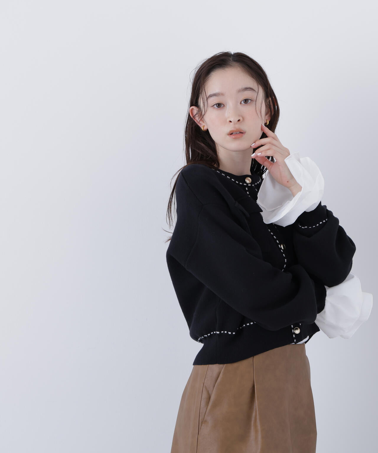 【銀座インズ・mix.tokyo 限定カラー:ネイビー】ステッチニットジャケット