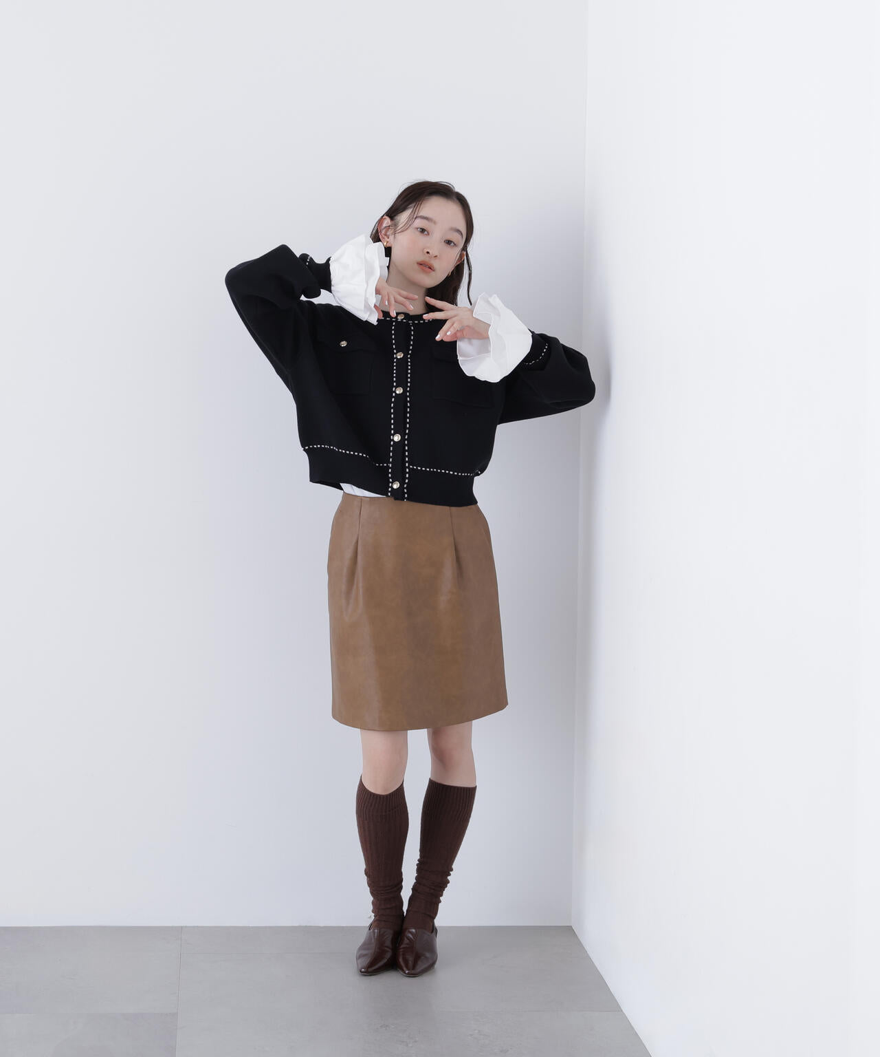 【銀座インズ・mix.tokyo 限定カラー:ネイビー】ステッチニットジャケット