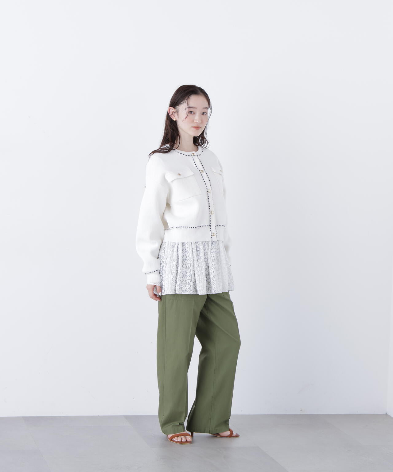 【銀座インズ・mix.tokyo 限定カラー:ネイビー】ステッチニットジャケット