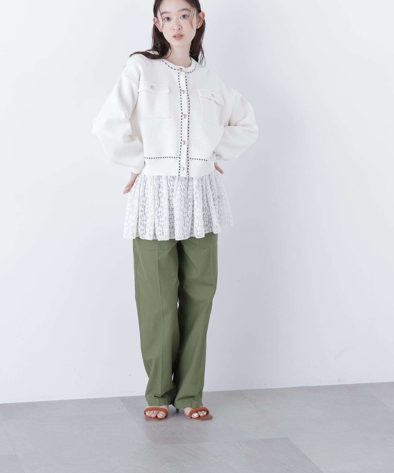 【銀座インズ・mix.tokyo 限定カラー:ネイビー】ステッチニットジャケット