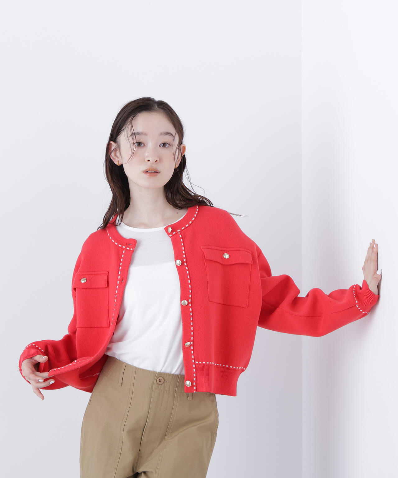 ステッチニットジャケット