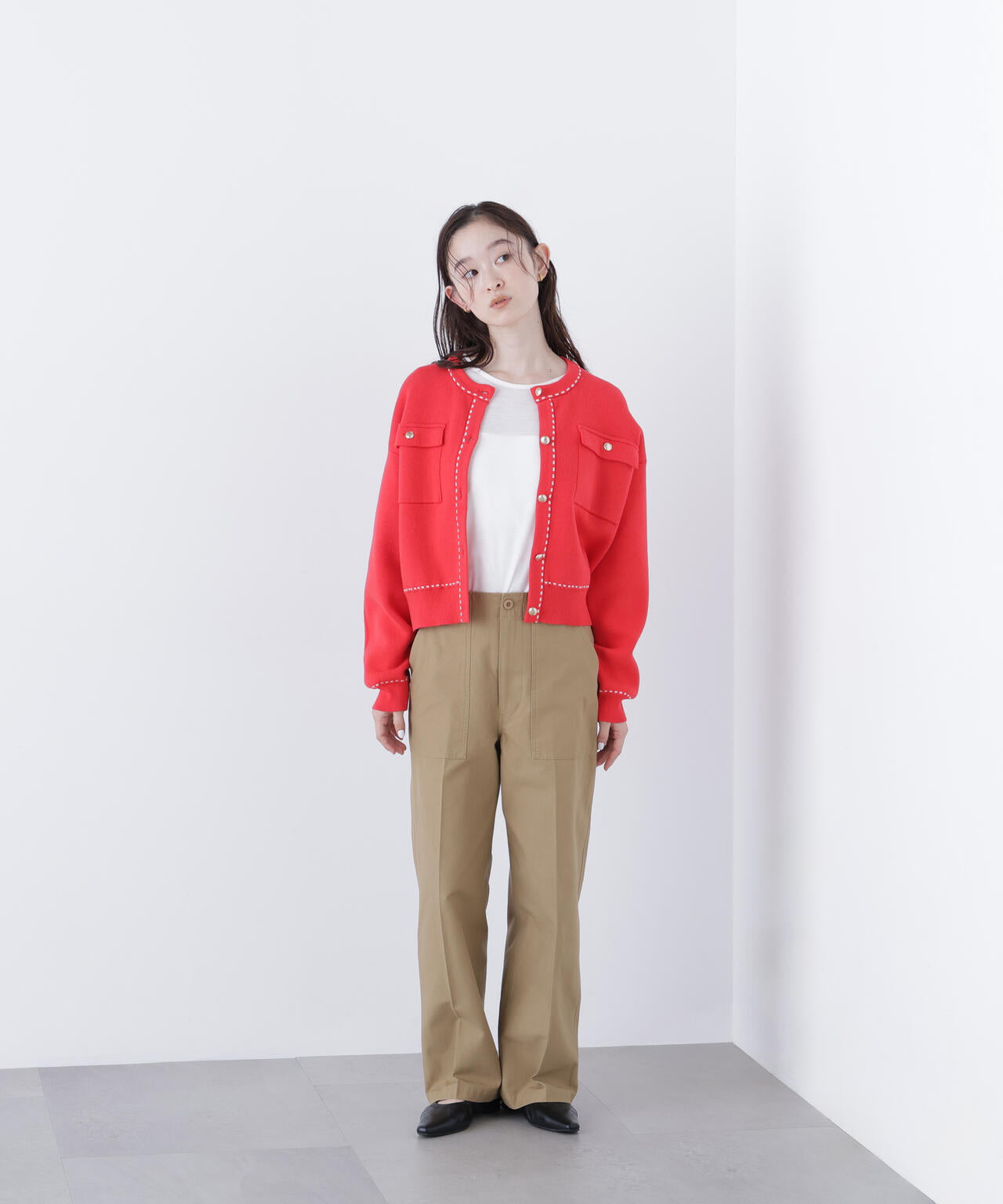 【銀座インズ・mix.tokyo 限定カラー:ネイビー】ステッチニットジャケット