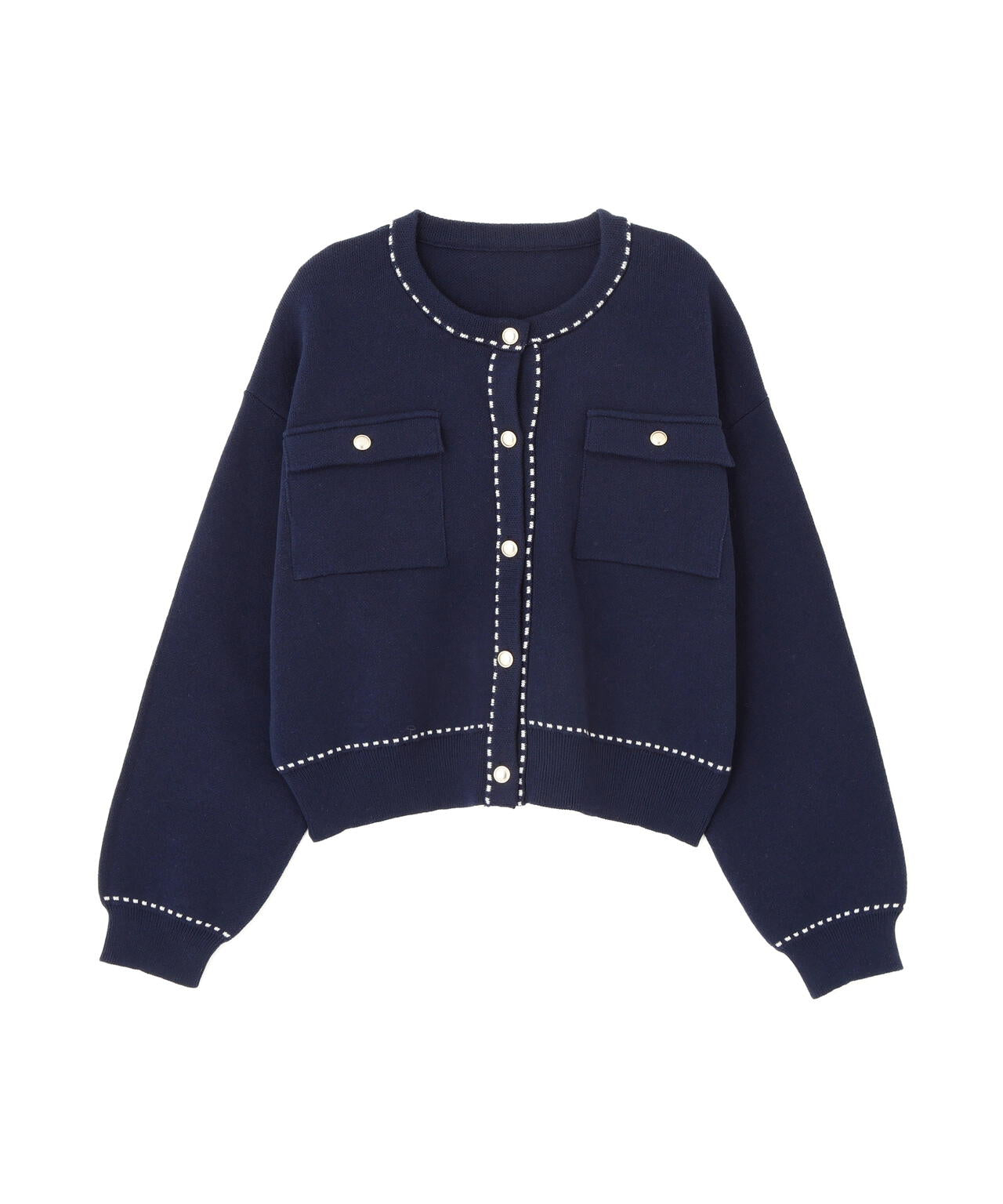 【銀座インズ・mix.tokyo 限定カラー:ネイビー】ステッチニットジャケット
