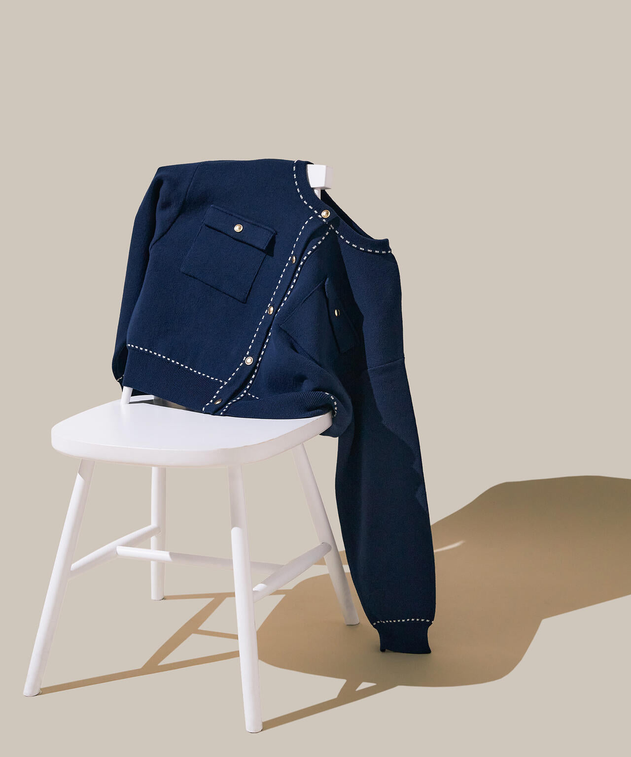 【銀座インズ・mix.tokyo 限定カラー:ネイビー】ステッチニットジャケット