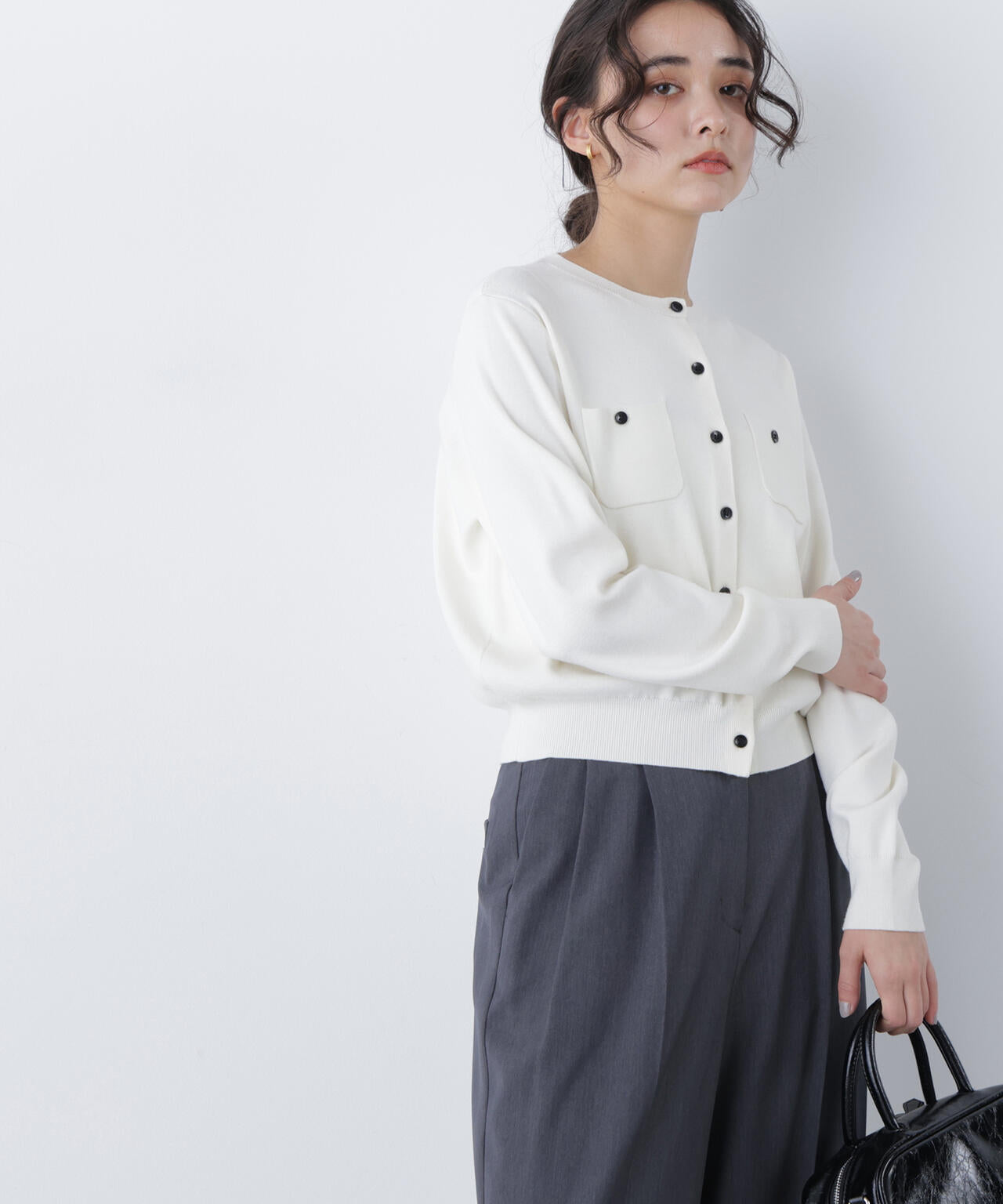 <CLASSY.掲載>ベーシックポケットカーディガン