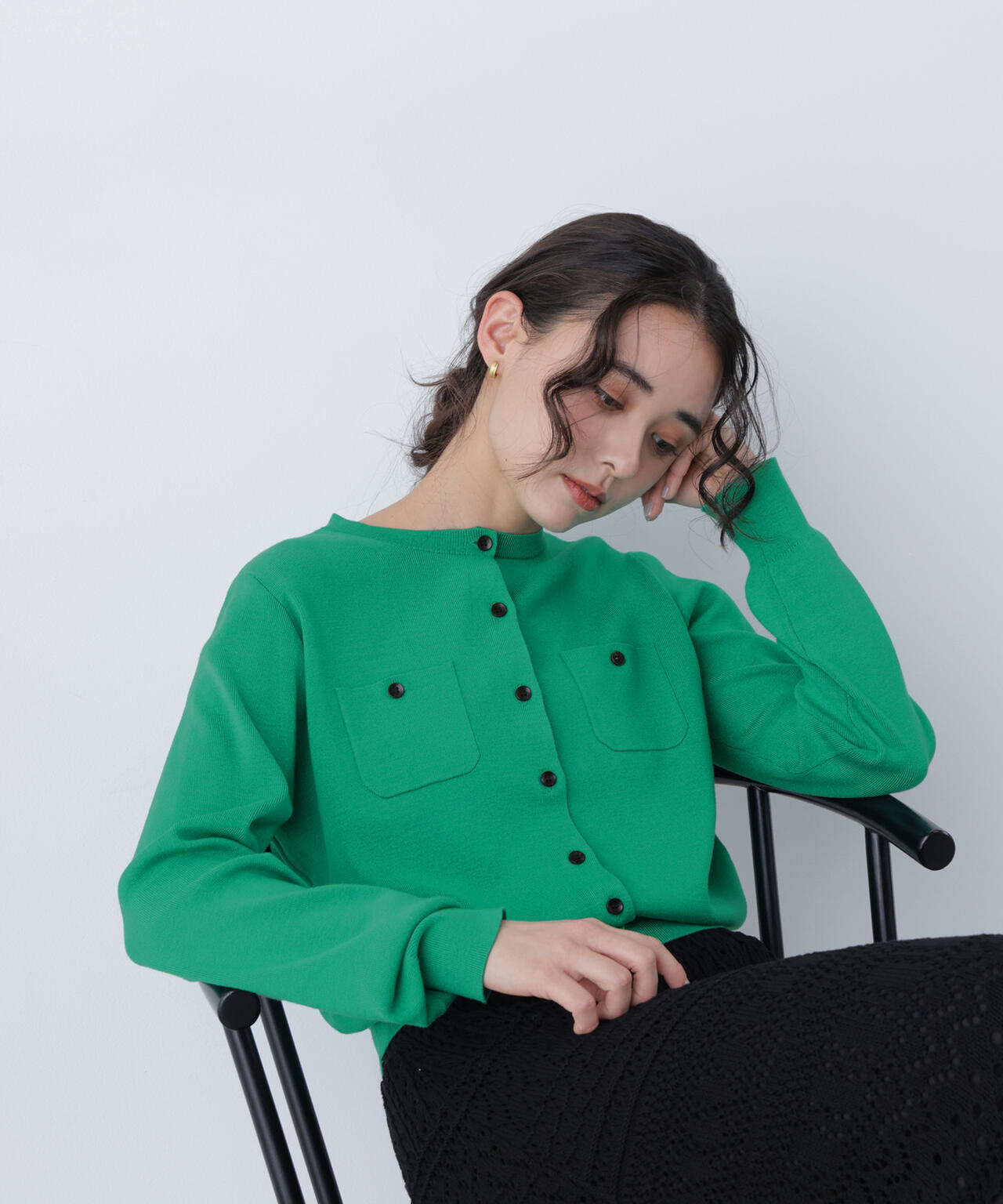 【銀座インズ・mix.tokyo 限定カラー:レッド】ベーシックポケットカーディガン