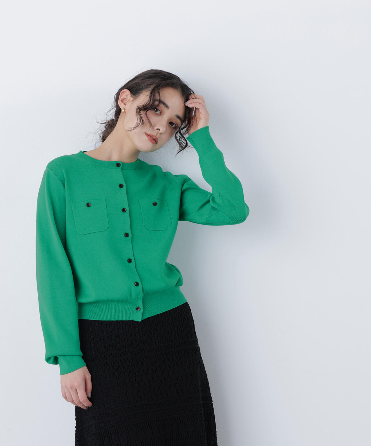 【銀座インズ・mix.tokyo 限定カラー:レッド】ベーシックポケットカーディガン