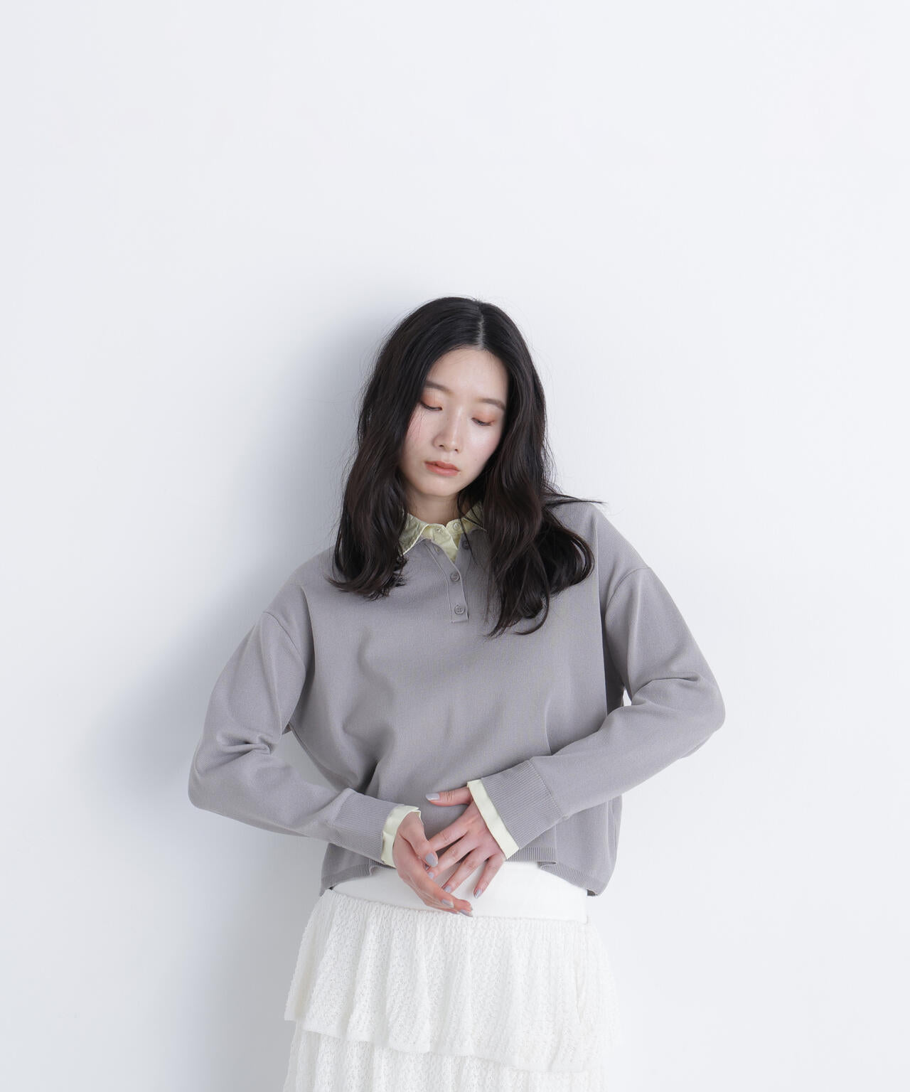 シャツレイヤードニット
