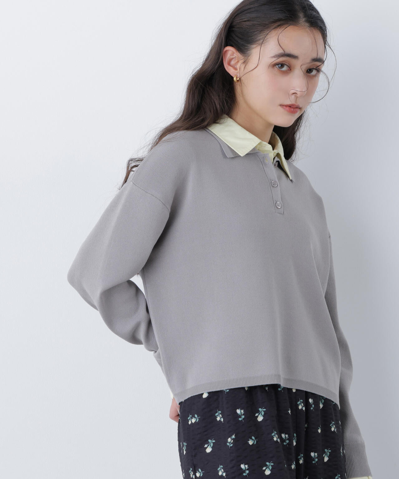 シャツレイヤードニット